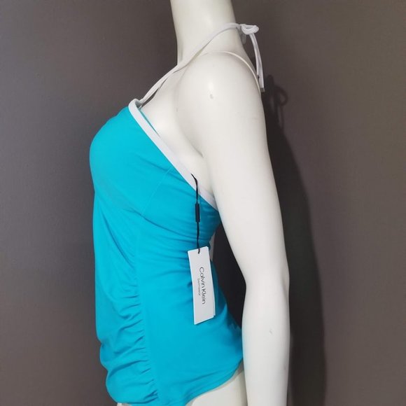 Calvin Klein V-Wire Bandeau Halter Tankini Top Tropical Waters - Picture 3 of 9
